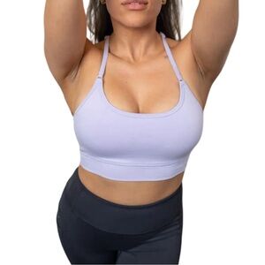 A in Les & Barbells XS Women's Lavender Purple Cotton Blend Sports Bra Pilates